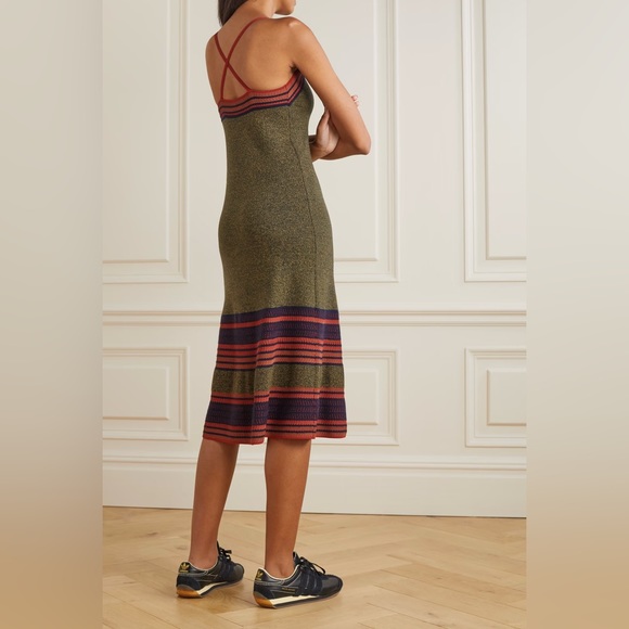 NWT Wales Bonner Fusion striped wool-blend knit green dress - Picture 4 of 9